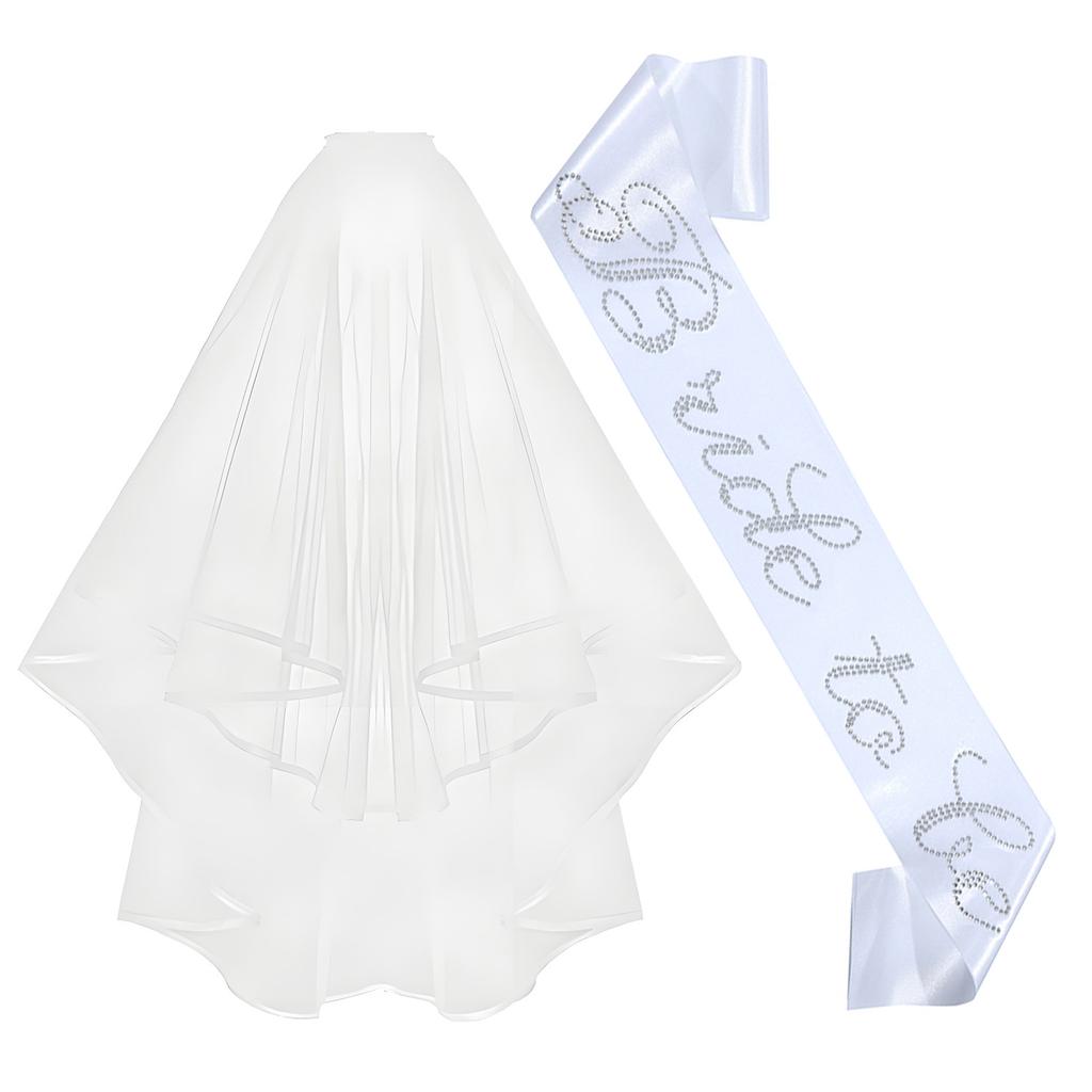 Hen Party Bride to Be Set Include Bride to Be Sash,Bridal Veil White for Bride Shower,Wedding,Bachelorette Party BRIDE Sash Set