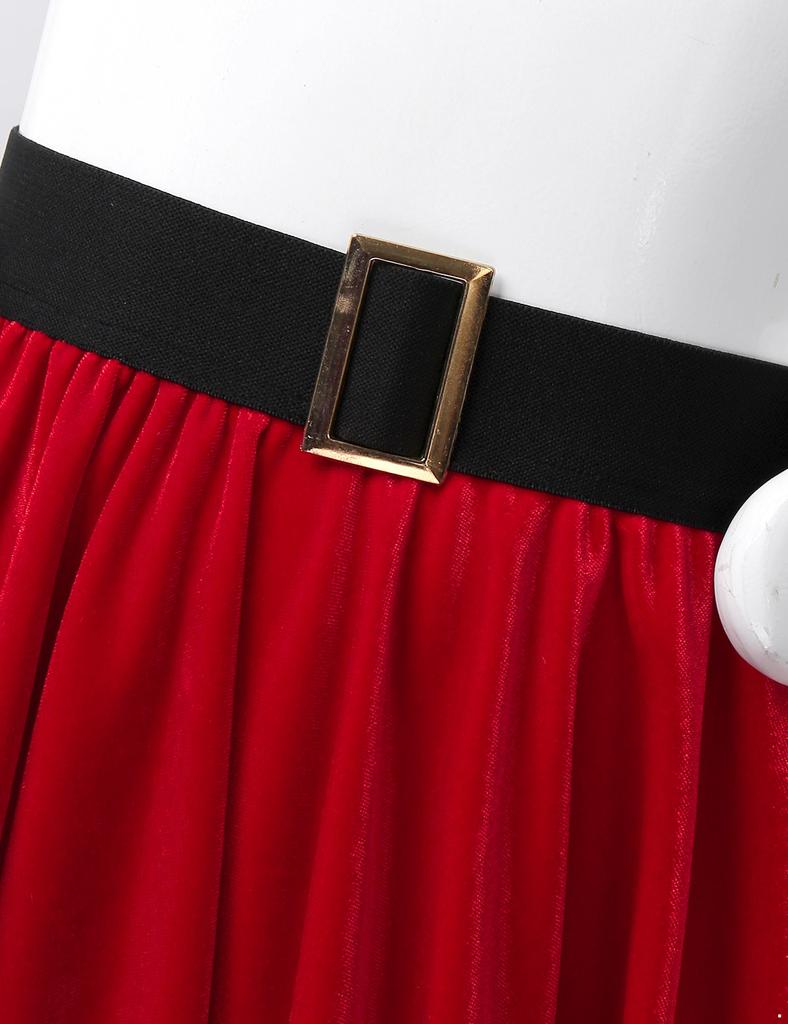 Jenter Julenisse Jule Show Skjørt Kostyme Fru Claus Dans Fancy Dress Ferie Opptreden Skjørt