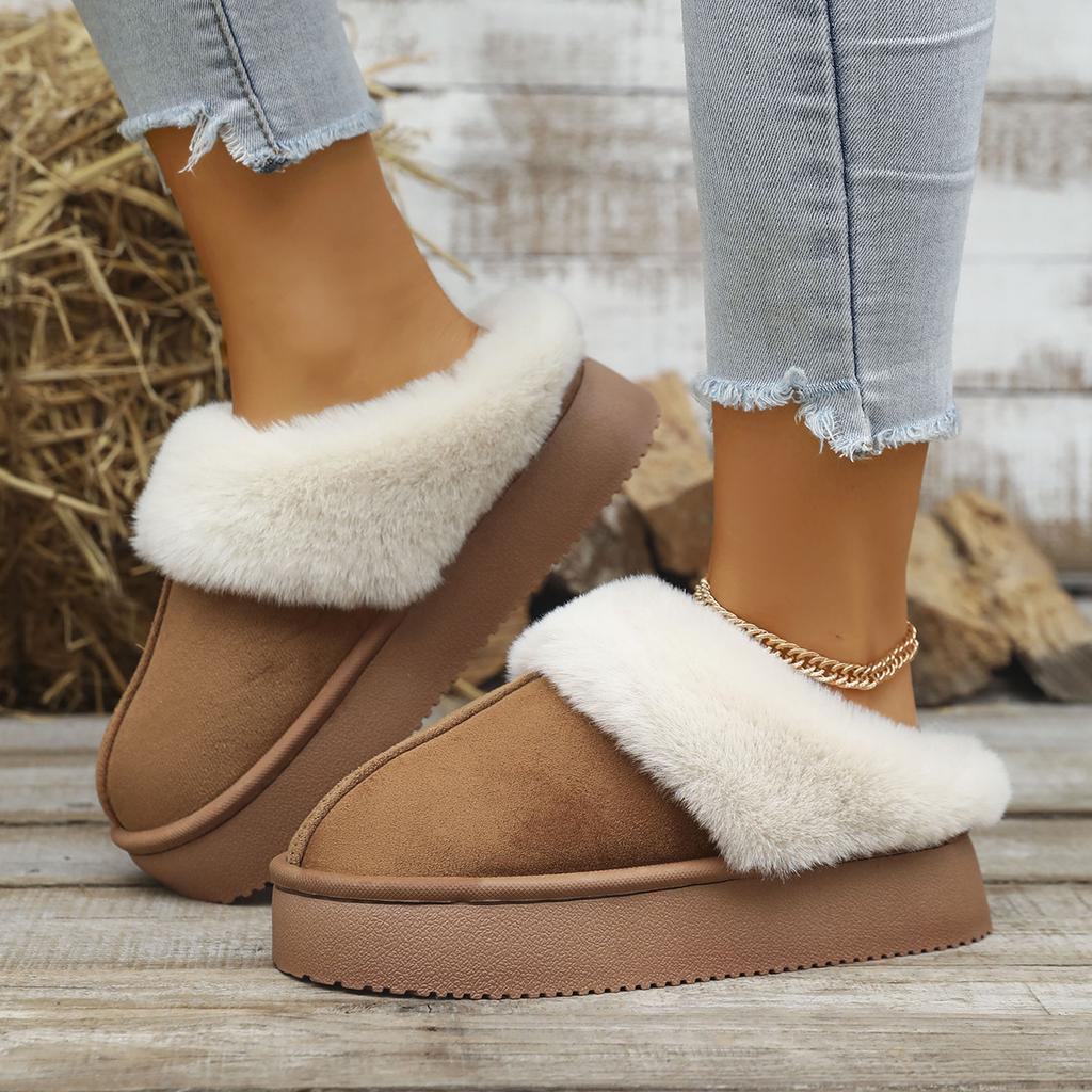 Women's Winter Fluffy Slippers  for Women Winter Fashion Platform Indoor Shoes Female Thick Warm Floor Slippers for Women