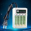 4-Slot AA/AAA Ni-MH/Ni-Cd Battery Charger with Independent 1.2V Charging Base and Flat AC Plug