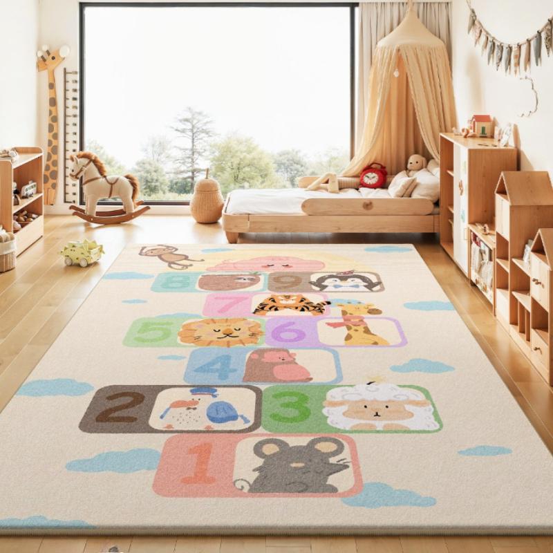 Decoración de Dormitorio Estilo Dibujos Animados Alfombra Grande Alfombras con Estampado de Animales para Sala de Estar Suave y Mullida Alfombrilla de Piso Infantil Alfombra de Felpa Espesa