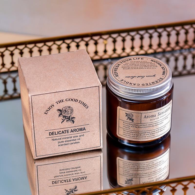 

Small Brown Scented Candle Gift Box Handmade Vegetable Wax Unscented Candle Brown small cup