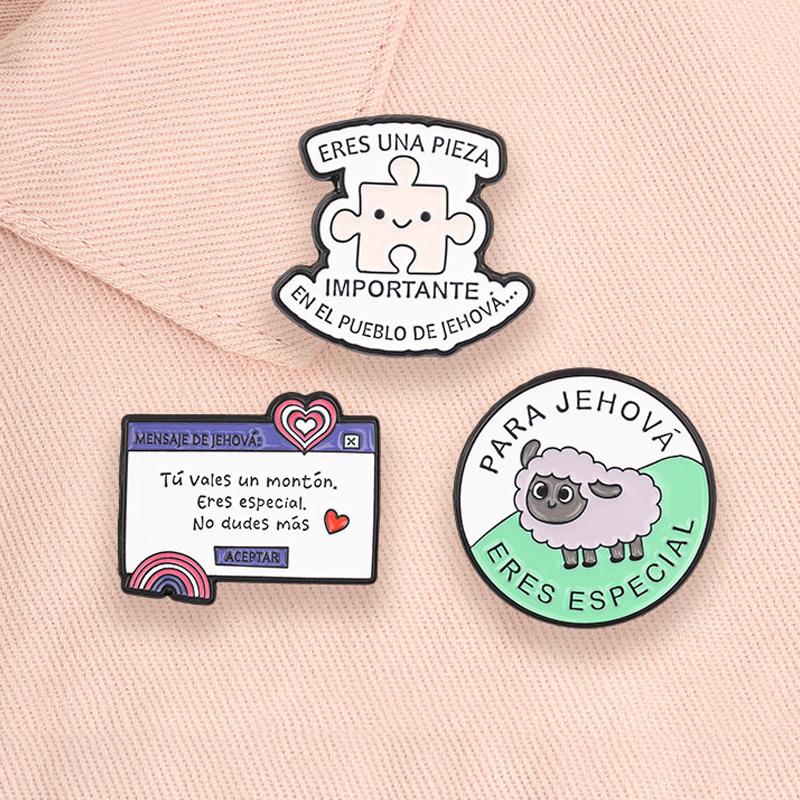 Spanish Quotes Series Enamel Pins JW.ORG Bible Verse Octagon Stop Sign Motivational Phrase Brooches Lapel Badge Jewelry Gifts