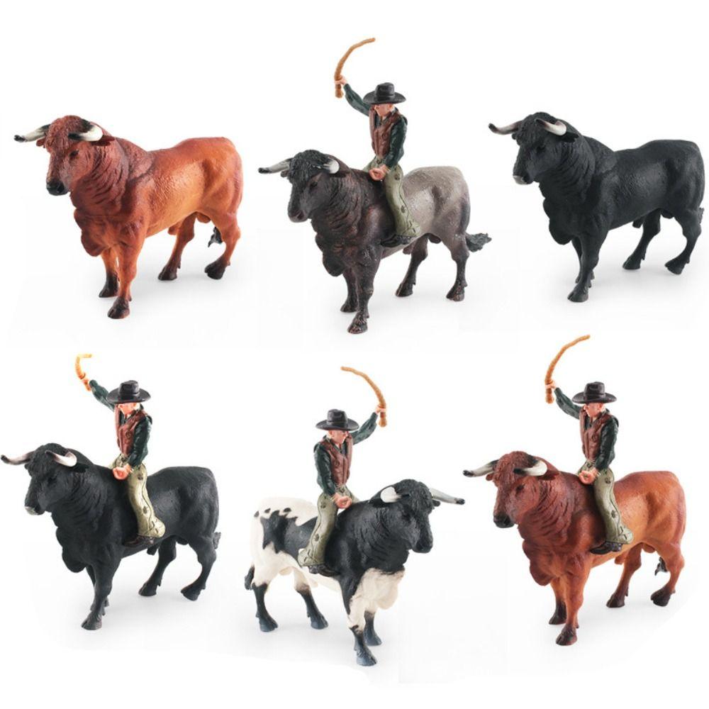 Simulation Bullfighting Action Figures Farm Animals Calf Bull OX Figures  For Children