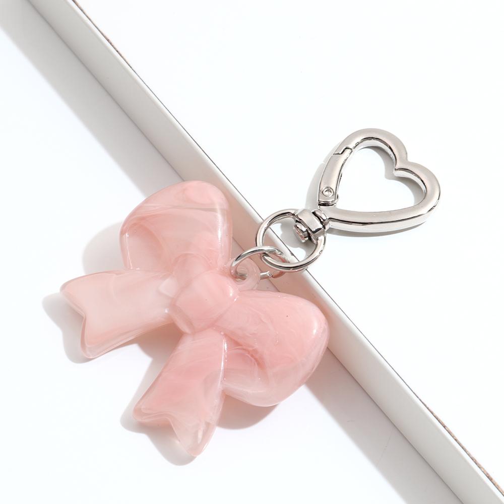 

Trendy Mixed Color Acrylic Heart Bowknot Keychain Bag Charms for Women Vintage Big Bow Keyring Jewelry Car Key Accessories Gifts