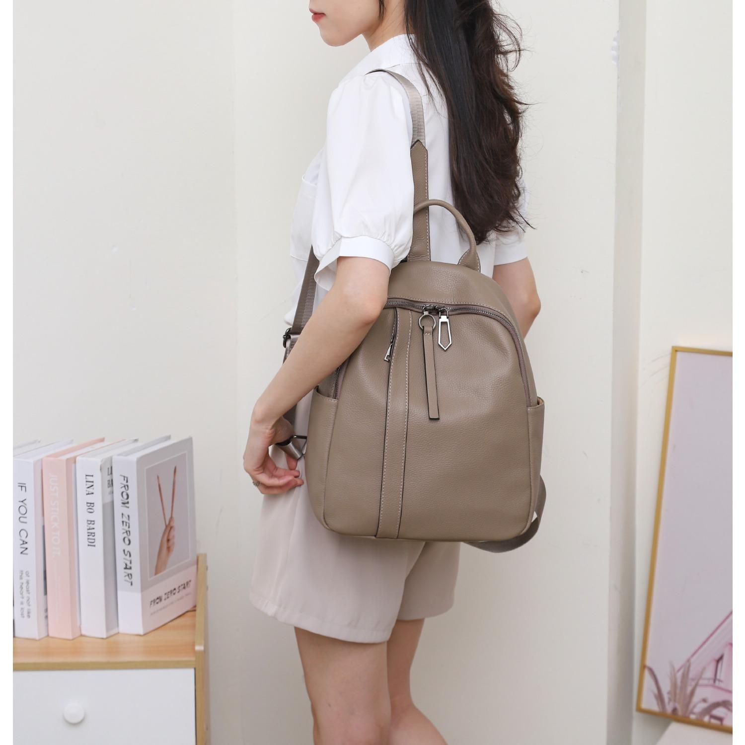 

Женский рюкзак из коровьей кожи, вместительный, универсальный, модный, дорожный, школьный ранец, мягкая кожаная, вместительная женская сумка верблюд