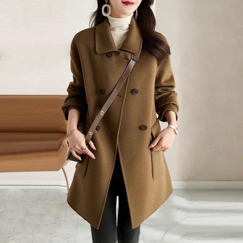

Хлопковое шерстяное пальто Женское Новое Осенне-зимнее Утолщенное Корейская версия Стройнящее Средней длины Шерстяное пальто 4XL