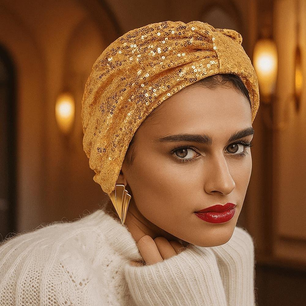 Headwear Hijab Hat Ramadan Muslim Muslim Sequin Hijab Scarf Elegant Turban Cap Women