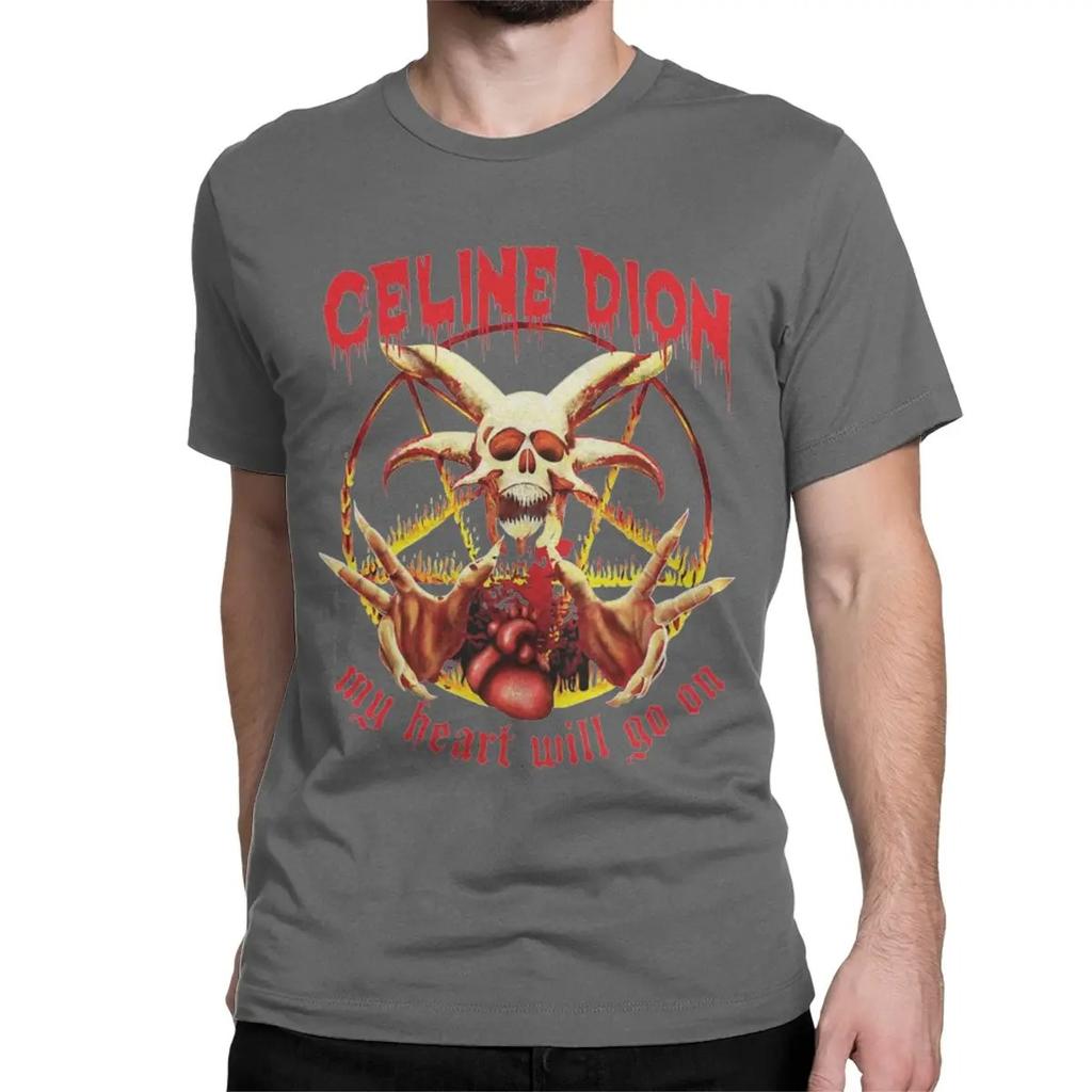 Celine Dion My Heart Will Go on Metal T-Shirt Herren Damen Baumwoll-T-Shirts Rundhals Titanic Rock Tees Kurzarm Tops Große Größe