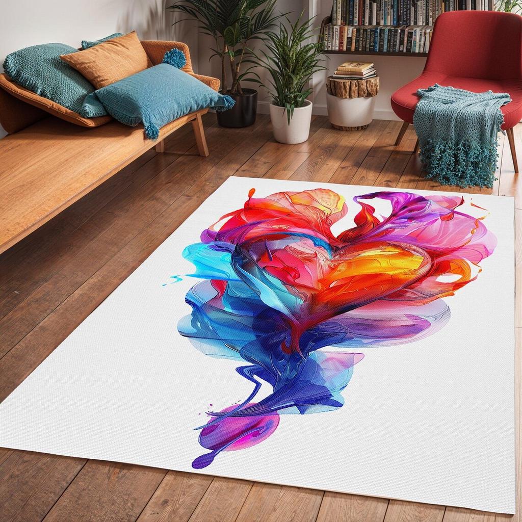 Wizualny Trójwymiarowy Dywan w Kształcie Serca Pokryty Dywanikiem Wejściowym w Kształcie Serca Ciepła Dekoracja Dywanowa do Sypialni