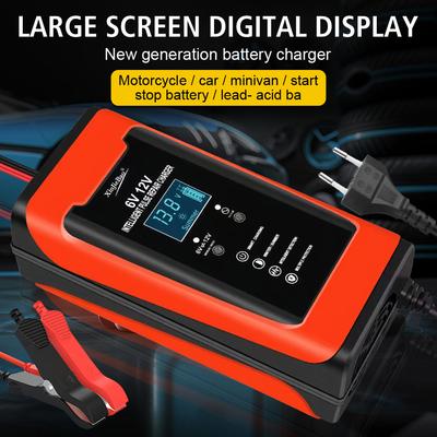 Chargeur de Batterie de Voiture Intelligent à Charge Rapide Universel à Impulsions Réparatrices Écran LCD 6V 12V 6A Auto Moto Cycle GEL Plomb-Acide