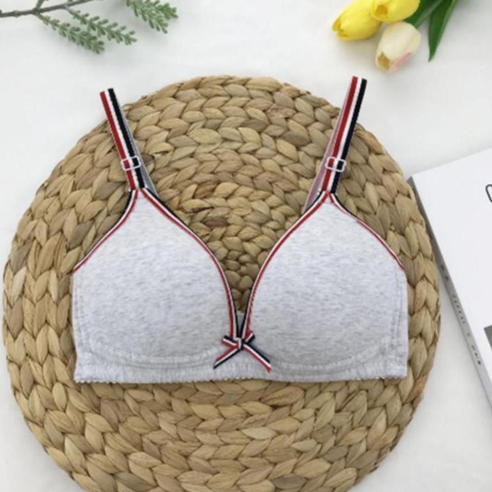 Buy Bra,Teenage Girls Bowknot Striped Strap No Steel Ring Padded Bra ...