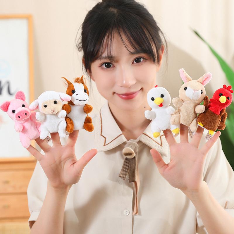 Cute Little Animal Puppy Rabbit Panda Finger Puppet Plush Toy Doll Parent-Child Interaction Hand Puppet Doll Doll
