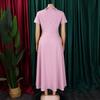 YYFS Women's Fashion Summer Spring Solid Color Print Short Sleeve POLO Neck High Waist Casual Dresses