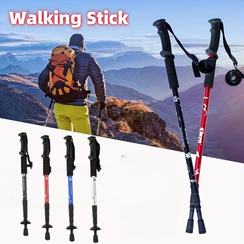 Trekking Poles Shock Absorption Foldable Ultralight Hiking Pole Suitable For Outdoor Camping Mountaineering Backpacking And Trip