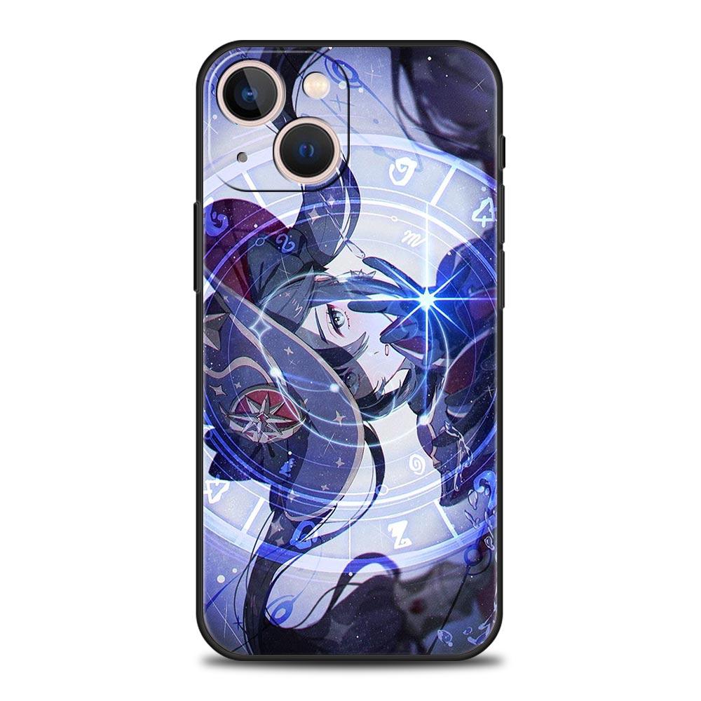 Husa de telefon de lux Genshin Impact pentru iPhone 13 15 14 12 11 Pro MAX XR X SE XS 7 8 Plus Husă de protecție neagră din silicon moale