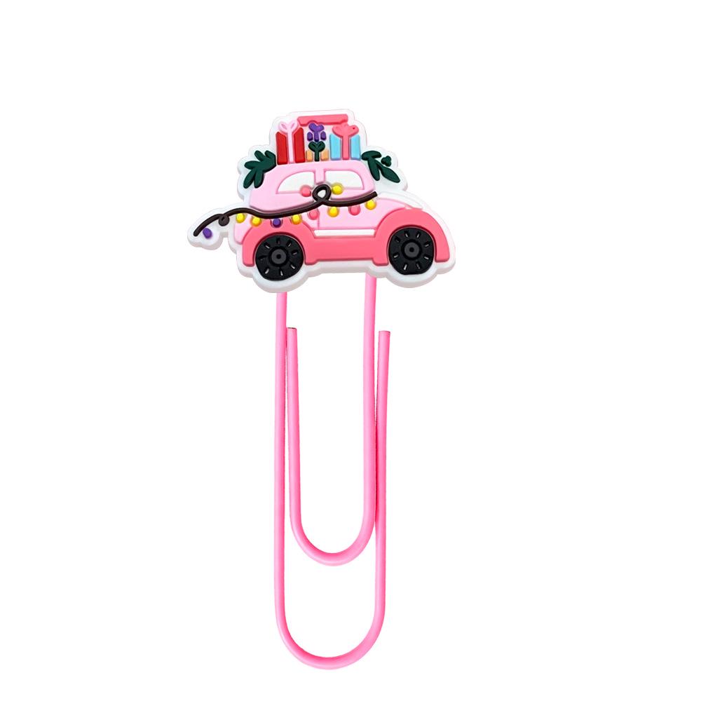 Pink Cartoon Christmas Bookmark Clips - Cute, Large, Colored Page Markers for Office Supplies