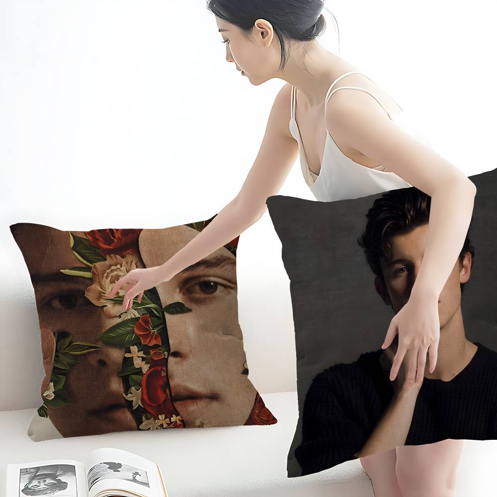 Handsome Male Singer S-Shawn M-Mendes Pillow Covers Cartoon Sofa Decorative Home Double-sided Printing Short Cushion Cover
