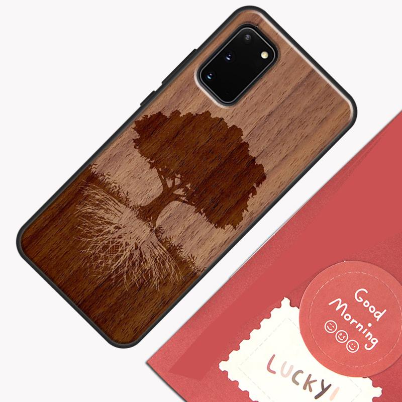 Tree Flower Bamboo Wood Phone Case For Samsung Galaxy S25 S24 S20 S21 S22 S23 Ultra S9 S10 Plus S23 FE Cover Shell