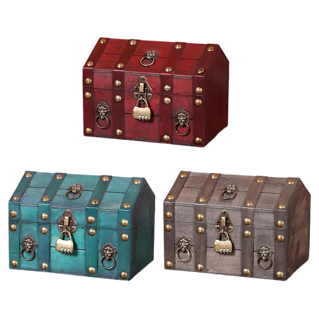 with Password Lock Made of Wood, Unique Jewelry Box in Antique Design for Women,