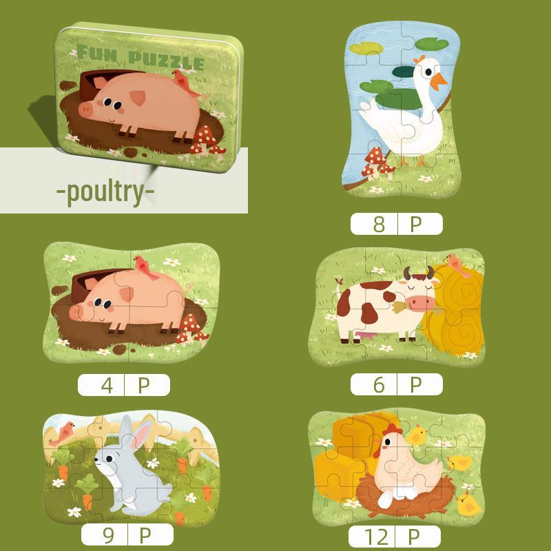 Baby & Toddler Animal Puzzle Gift Box: Educational Cognitive Matching Toy for Early Learning