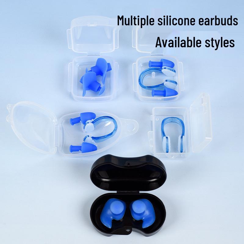 Waterproof Silicone Swimming Earplugs & Anti-Choking Nose Clip Set for Adults