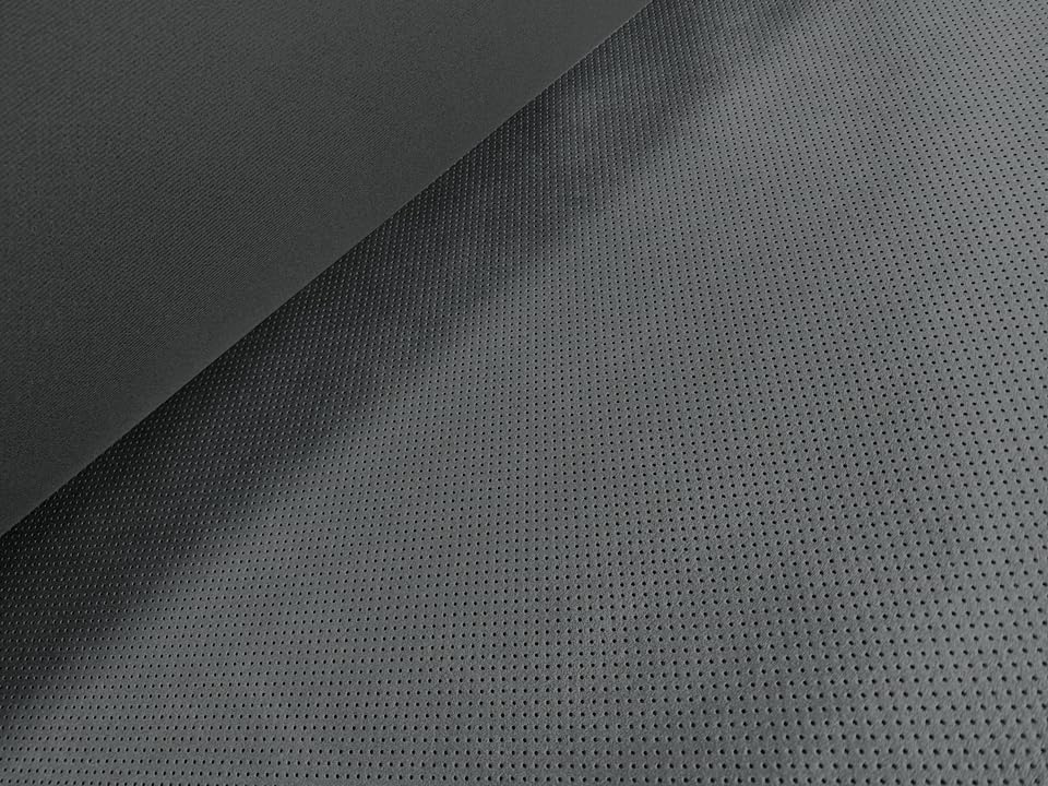Premium Artificial Made In Japan Gray Perforated with Black Lining and Small Hole 135 X 44 Cm Suede-like Fabric, Leather, [Dark Spacing]