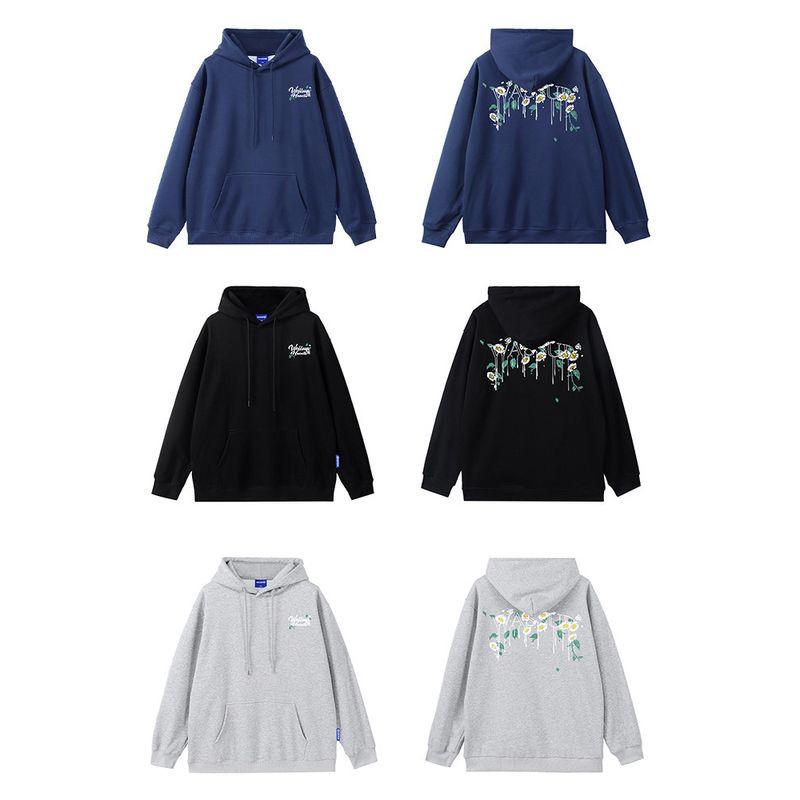 Wassup Trendy Brand Melting Floral Letter Sweatshirt Men's Hooded Autumn and Winter 2024 New National Trend Couple Style Jacket