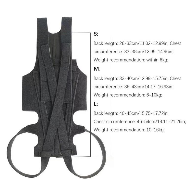 Comfortable Black Dog Back Support Vest Breathable Reusable Pet Orthopedic Support Brace Adjustable Dog Chest & Back Bracket Dog
