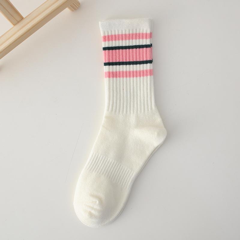 Women's Summer Comfortable Breathable Simple College Style Striped Tube Cotton Socks