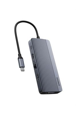 Anker Hub Dual 100 W USB PD compatible Port HDMI 4K Port VGA 1080p Port de transfert de données haute vitesse 5 Gbit/s Port Ethernet Emplacement pour carte MicroSD MacBook USB-C