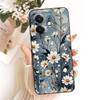 Cherry Daisy Cat Printed Phone Case For Oppo A3x CPH2641 CPH2681 / Oppo A3 4G 5G Back Cover Matte Liquid Silicone Funda Casing