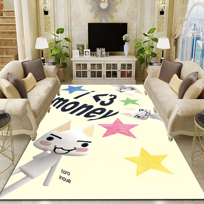 

2026 New Cartoon Toro Inoue Cat Printed Carpet Home Flannel Living Room Bedroom Decoration Yoga Mat Anti slip Area rug Gift 40x60cm