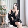 Hollow French lace suspender nightdress two-piece set ice silk silk loungewear outer morning robe support