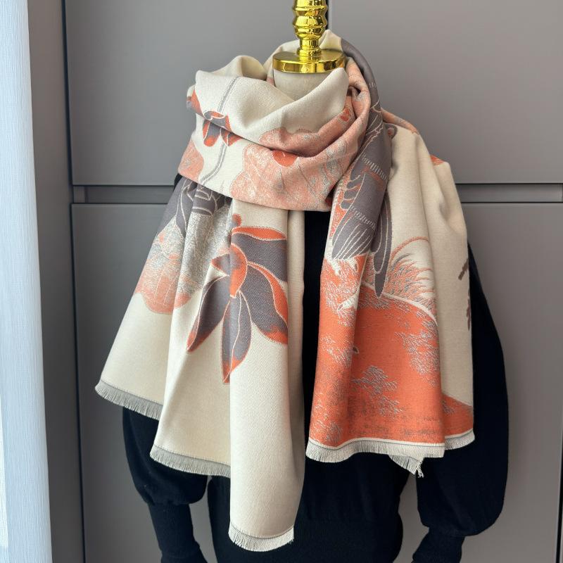 

Autumn and winter printed imitation cashmere scarf women s fashion versatile thickened warm scarf long casual elegant shawl 185