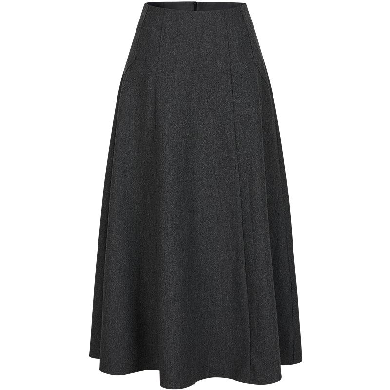Юбка JUZI Annakou Элегантная серо-французская панельная юбка А-силуэта из смесовой шерсти M