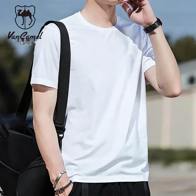 

VANCAMEL Men s Solid Color Loose Fit Short-Sleeve T-Shirt 3XL