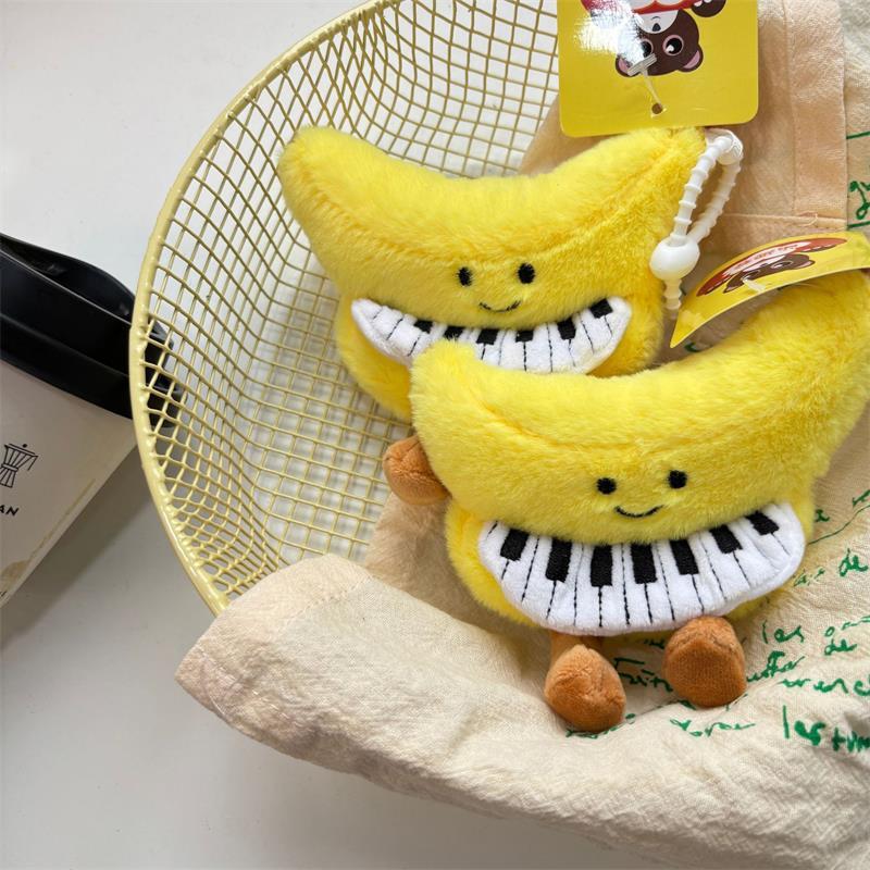 Urocza Żółta Banana Piano Pluszowa Lalka Wypchane Zabawki Brelok Zawieszka Ozdoby do Torby Ozdoby do Plecaka Brelok dla Dziewczynki Prezenty dla Dzieci