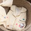 Internet Celebrity Polka Dot Yellow Grid Kitty Cat Pajamas Women's Summer Short-sleeved Shorts Cardigan Set Soft Cute Princess Loungewear
