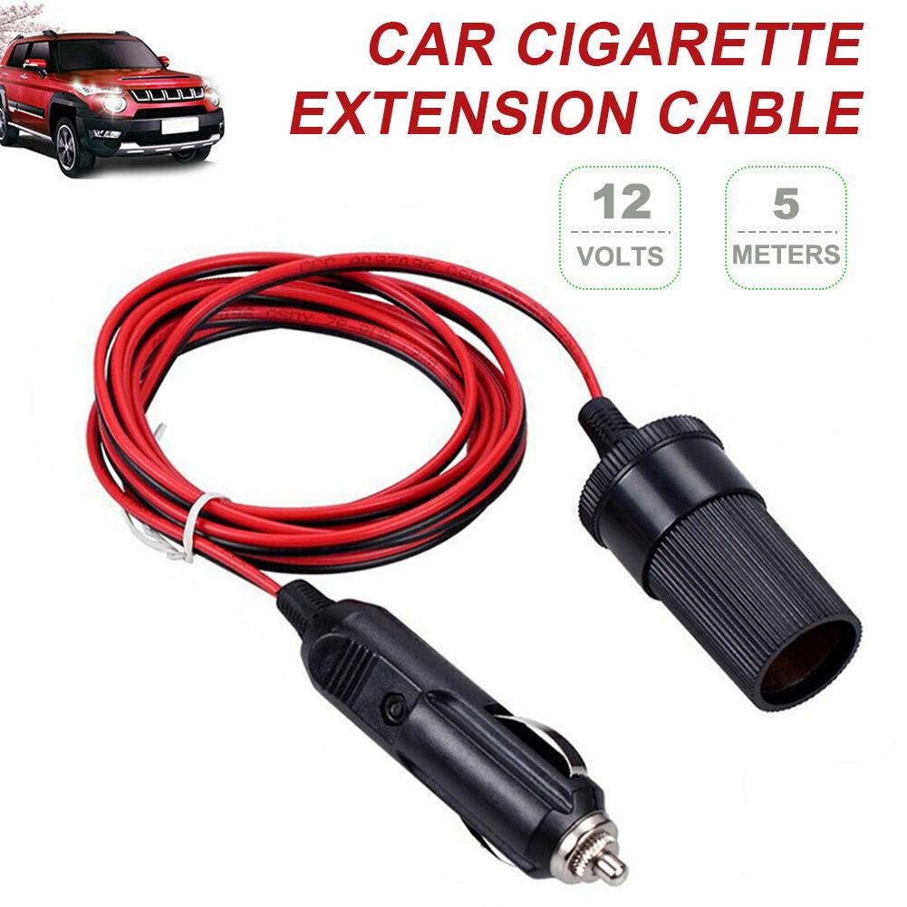 2M/5M Car Cigar Lighter Plug 12/24V Extension Cable Adapter Socket Charger Lead With Indicator Light Interior Plug To Socket