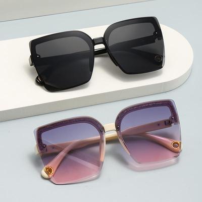 Damskie okulary przeciwsłoneczne z dużymi oprawkami typu semi-rimless - Moda europejska i amerykańska, Ochrona przed promieniowaniem UV, Idealne na letnie przejażdżki