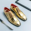 Luxury Designer Pointed Gold Black Brogue Oxford Leather Shoes for Men Formal Wedding Prom Dress Shoes Men Man Homecoming