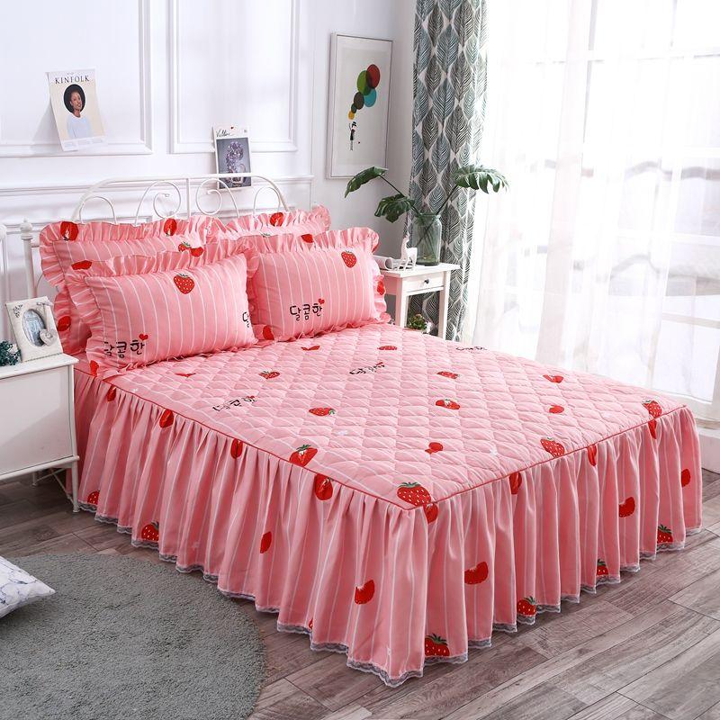 3pcs/set Korean Queen-size Bed Skirt Thick One-piece Bed Sheets Cute Princess Style Sheets