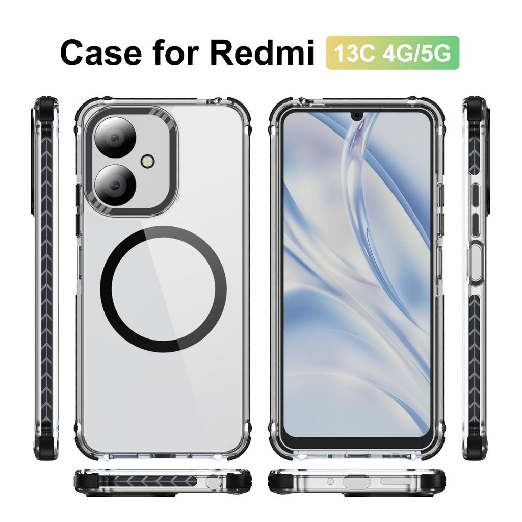 Mobile Phone Case Niche High-end Acrylic Transparent Anti Fingerprint 2-in-1 Hard Shell for Redmi Phone Case Magnetic Suction