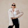 Luxury Fluffy Faux Fur Coat Women Cropped Turn Down Collar Jacket Fashion Thick War Outerwear 2024 Lady New Streetwear Overcoats