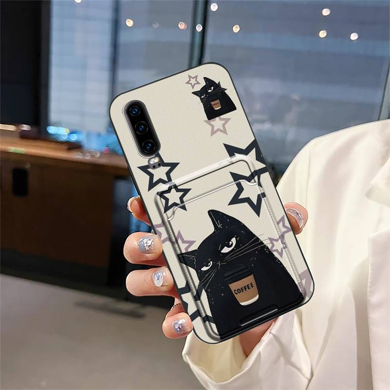 Schmutzabweisende Hülle Handyhülle Für Huawei P30 Graffiti Stoßfest TPU Kartenfach Staubdicht Vollständiger Schutz Langlebig Cartoon