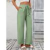 Summer New Women's Casual Drawstring Flowing Trousers Wide Leg Pants with Pockets