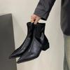 Pointed Toe Women Slim Ankle Boots Fashion Square Low Heel Ladies Elegant Back Zippers Short Booties Women'S Footwear