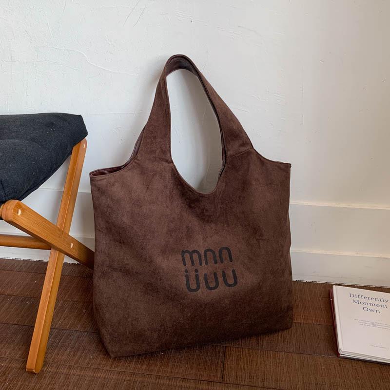 Suede bag women's large-capacity new autumn and winter versatile shoulder bag retro commuter tote bag