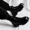 Side Zipper Martin Boots Autumn Men's High Top Casual Black Tooling Locomotive Boots Medium Top Knight Boots